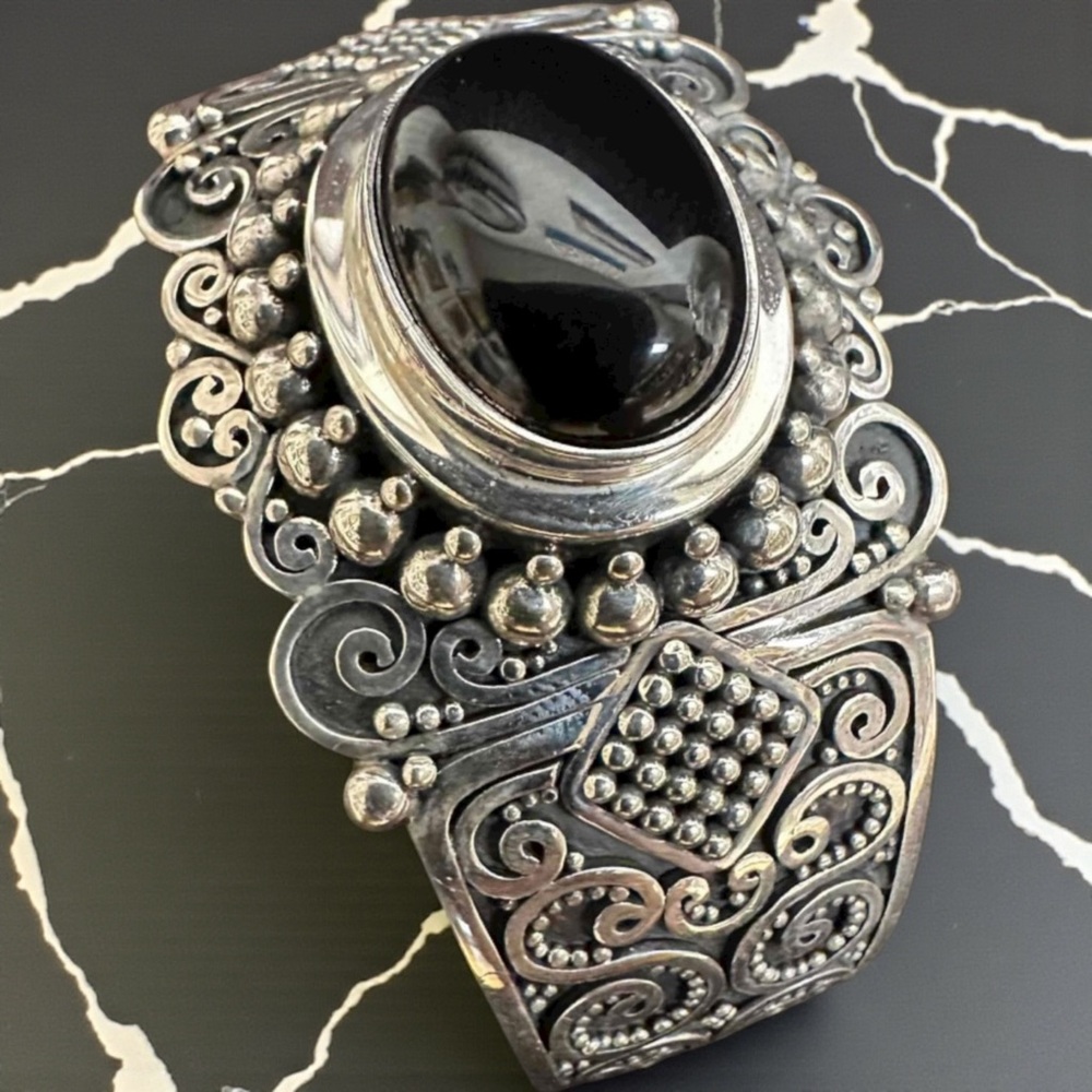 Sterling Silver 925 Black Onyx Braceet - Picture 5 of 9
